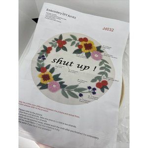 Louise Maelys Beginner DYI Embroidery "Shut Up!" Circle Kit
